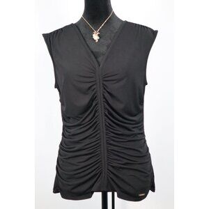 Nine‎ West Women's Black Sleeveless Saleha Rached V-Neck Top Size Medium